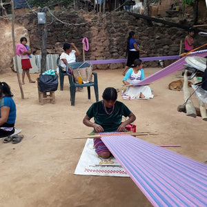 Weaving, back strap loom, cotton, Mexico